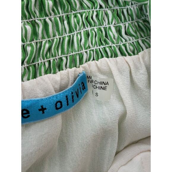 Alice + Olivia Green And White Ombre Silk Ruched Empire Swing Halter TOP Size S - Picture 9 of 14